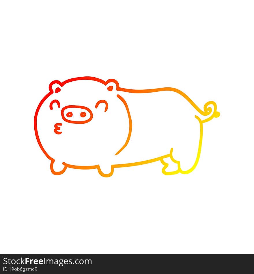 warm gradient line drawing cartoon pig