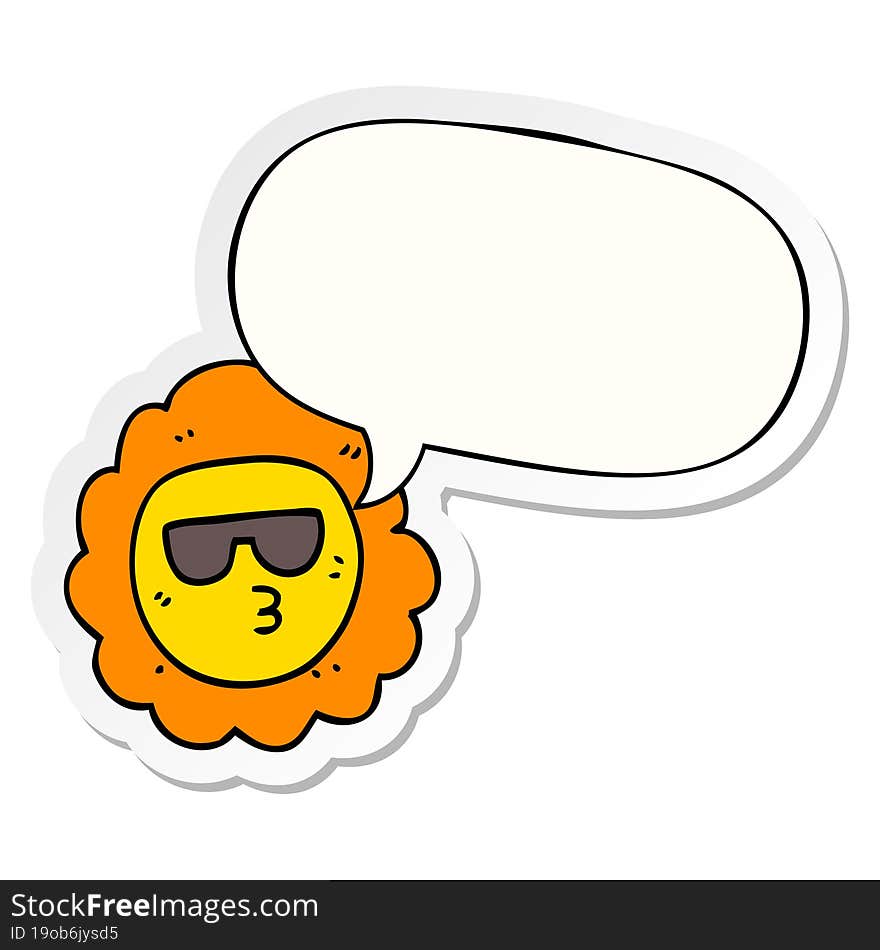 Cartoon Sunflower And Speech Bubble Sticker