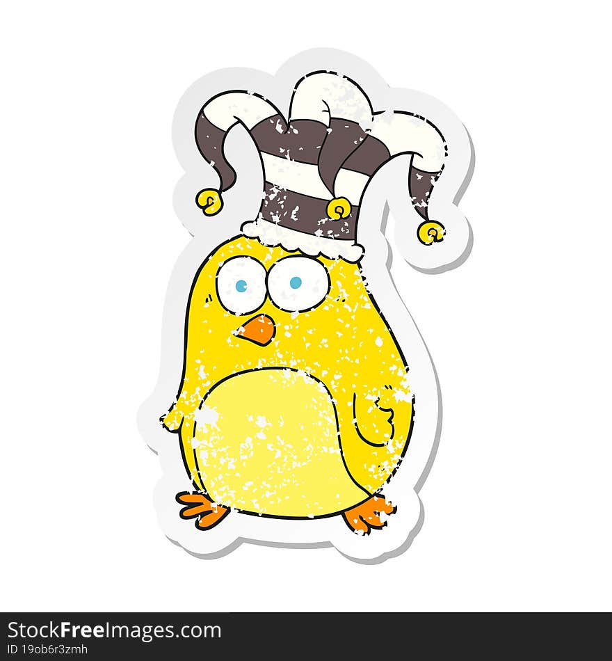 retro distressed sticker of a cartoon funny bird