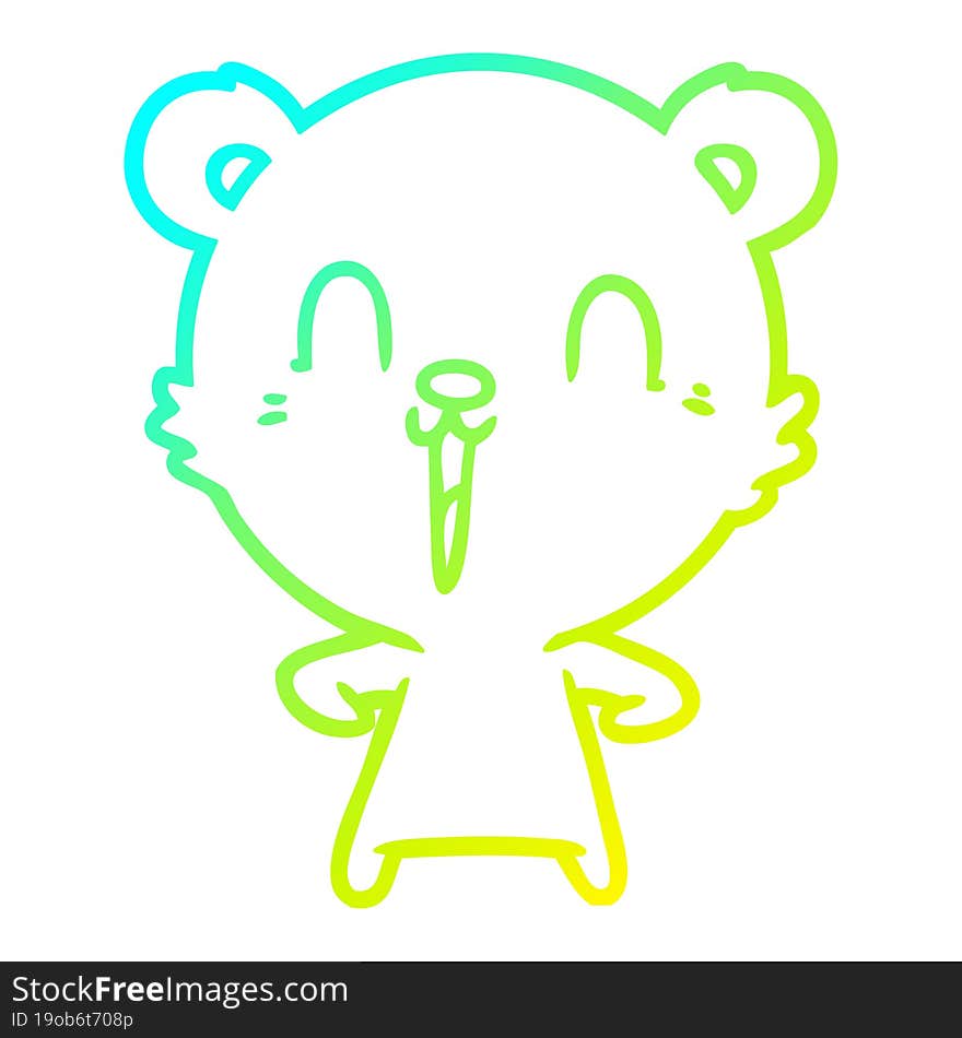 Cold Gradient Line Drawing Happy Cartoon Polar Bear