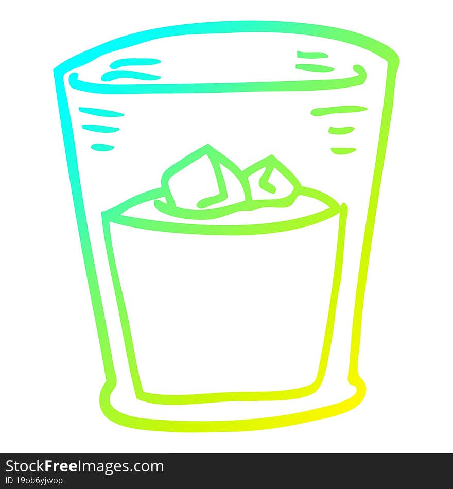 cold gradient line drawing cartoon whisky glass