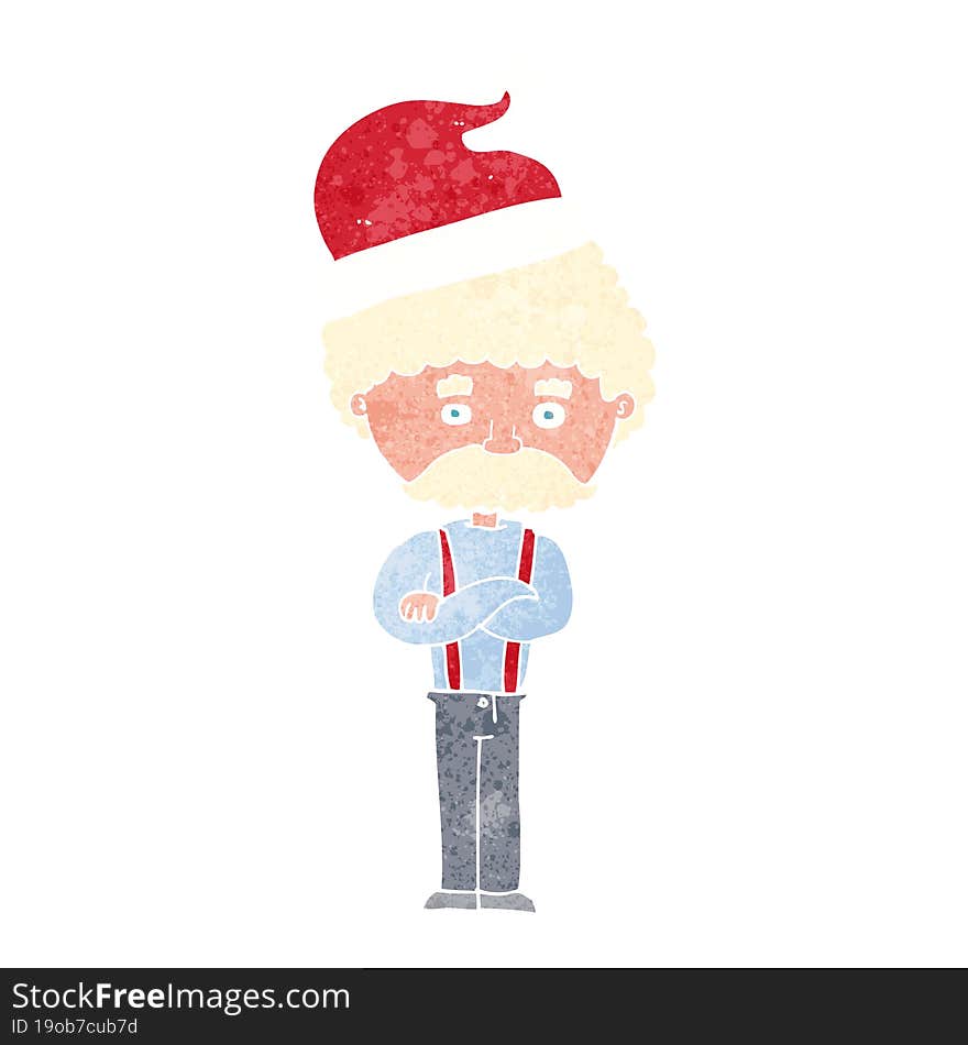 cartoon old man in christmas hat