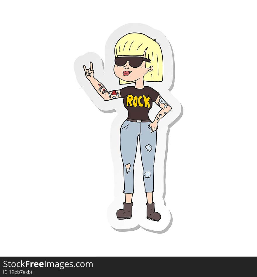 sticker of a cartoon rock woman