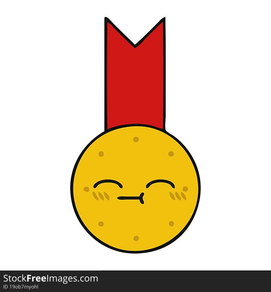 cute cartoon of a gold medal. cute cartoon of a gold medal