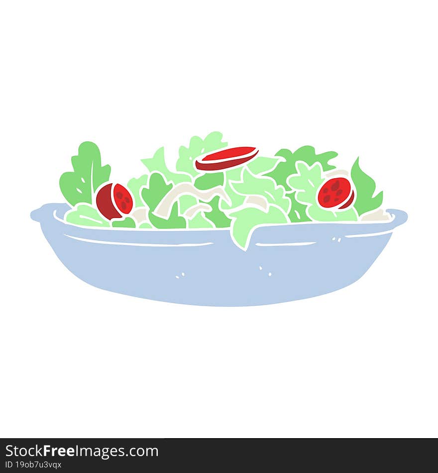 Flat Color Illustration Of A Cartoon Salad