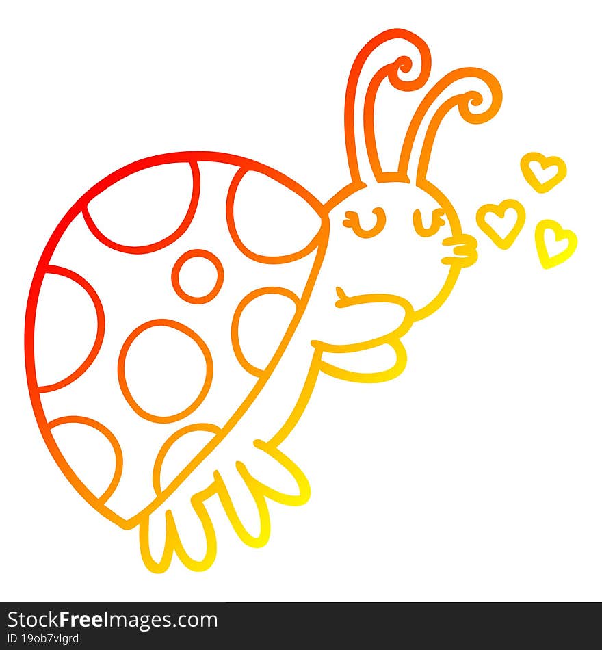 Warm Gradient Line Drawing Cartoon Ladybug