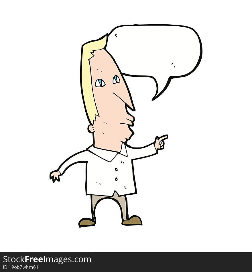 Cartoon Pointing Man With Speech Bubble