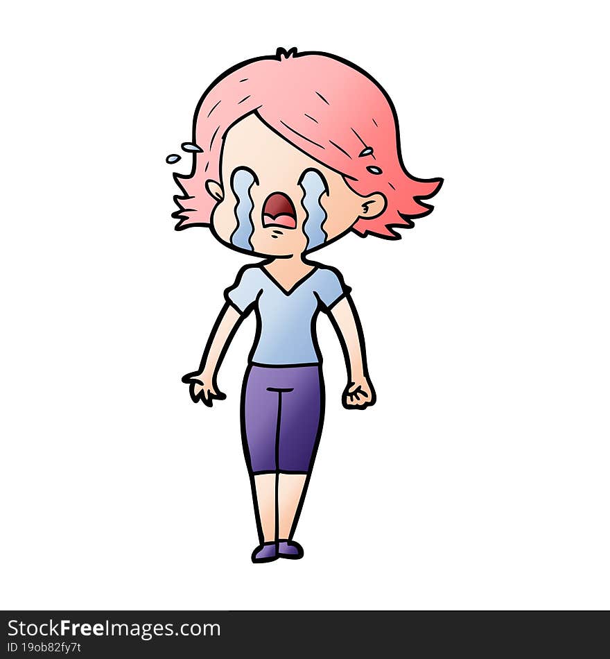 cartoon woman crying. cartoon woman crying