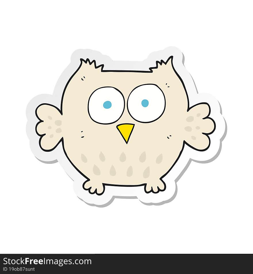 Sticker Of A Cartoon Happy Owl