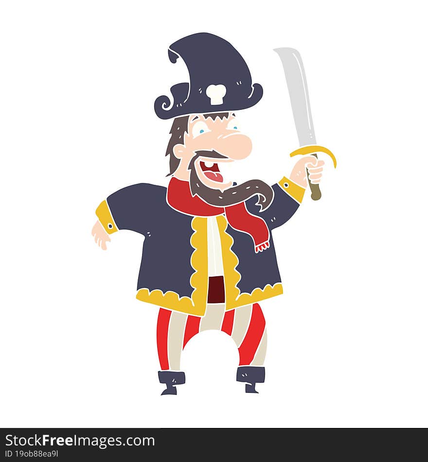 flat color illustration of laughing pirate captain. flat color illustration of laughing pirate captain