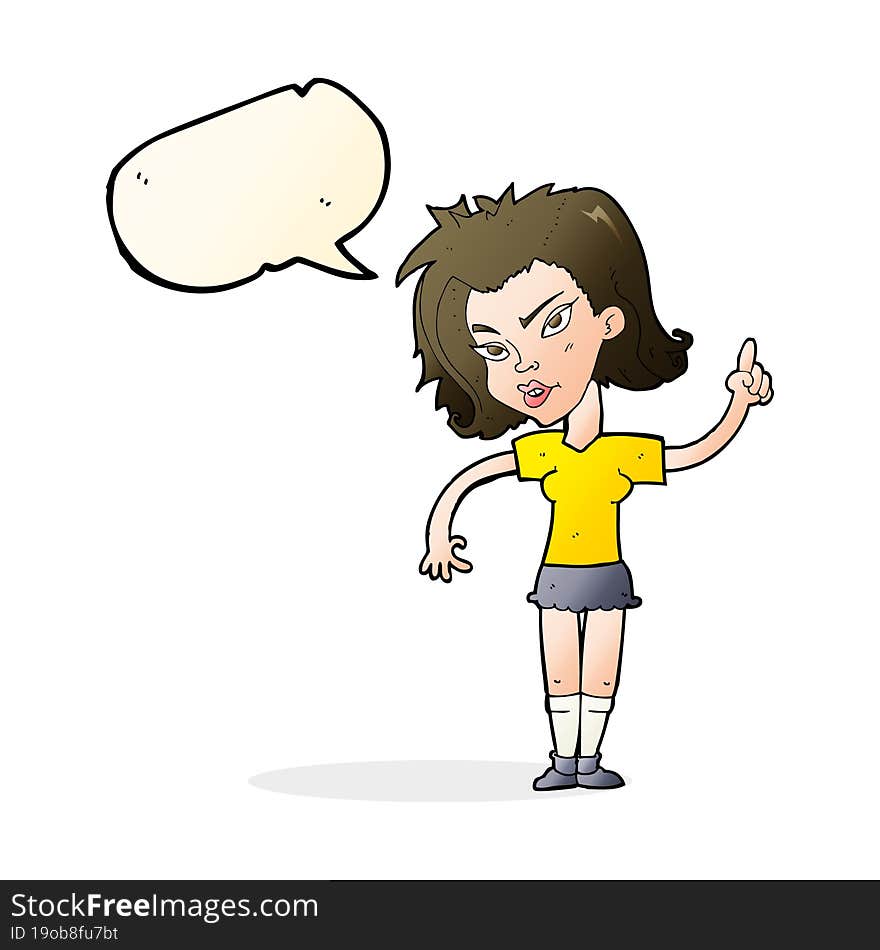 cartoon woman with idea with speech bubble