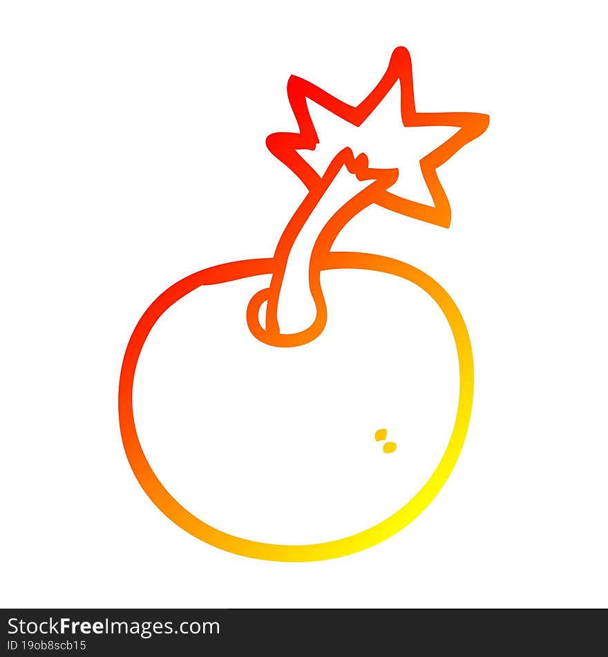 warm gradient line drawing round cartoon bomb