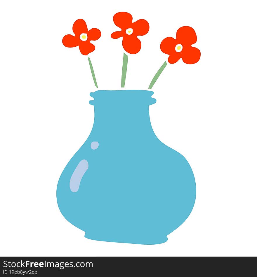 Cartoon Doodle Vase With Flowers