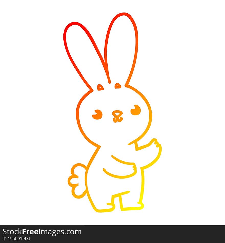 warm gradient line drawing of a cute cartoon rabbit