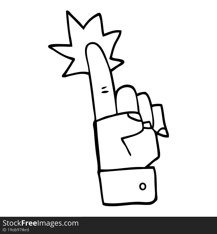 Line Drawing Cartoon Pointing Hand