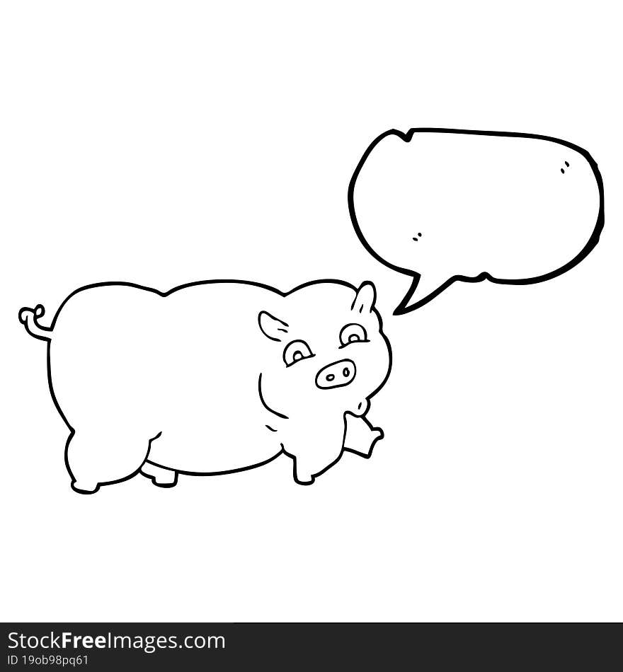 freehand drawn speech bubble cartoon pig