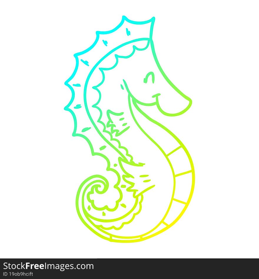 cold gradient line drawing cartoon sea horse