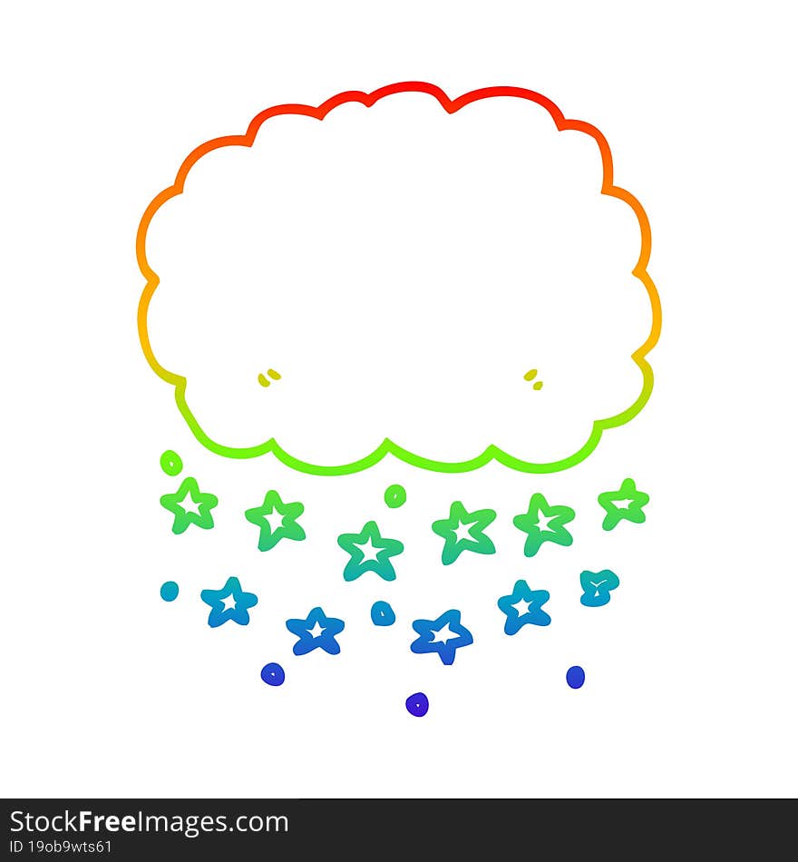 rainbow gradient line drawing cartoon rain cloud