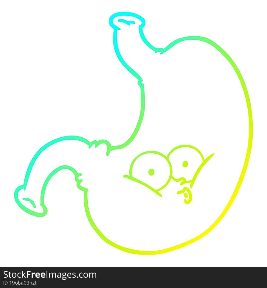 cold gradient line drawing cartoon bloated stomach