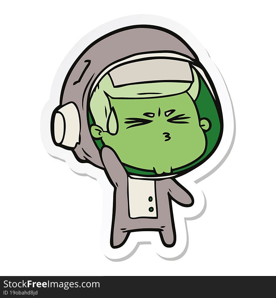 Sticker Of A Cartoon Stressed Astronaut