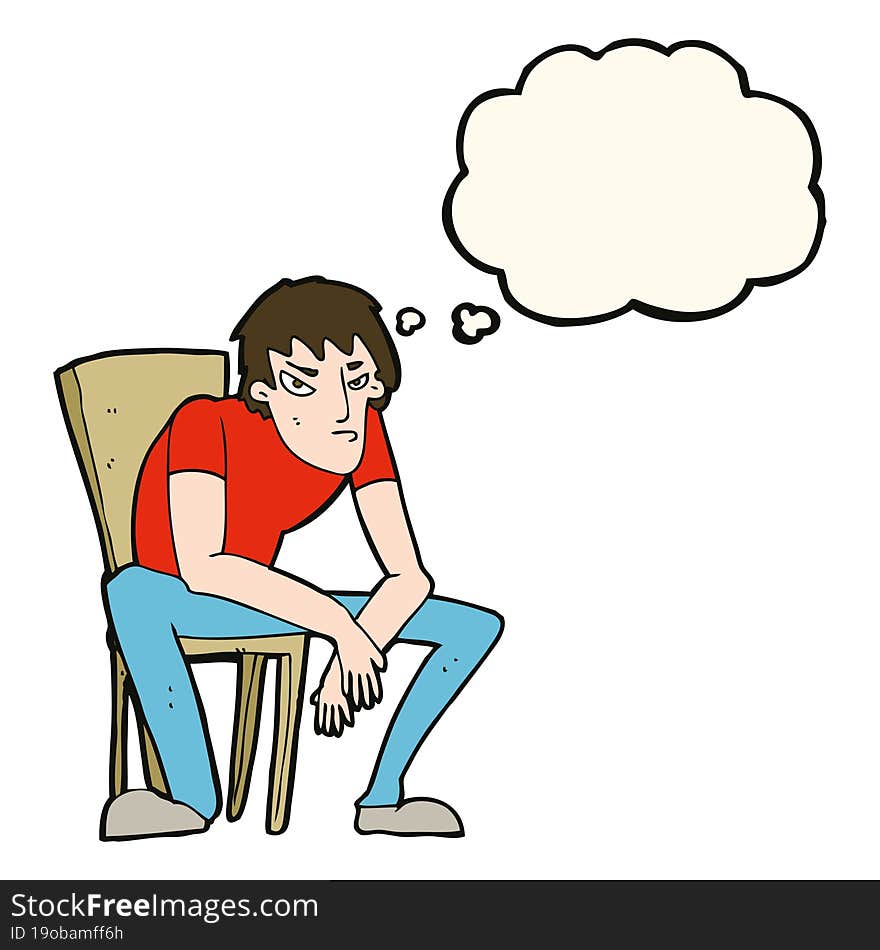 cartoon dejected man with thought bubble