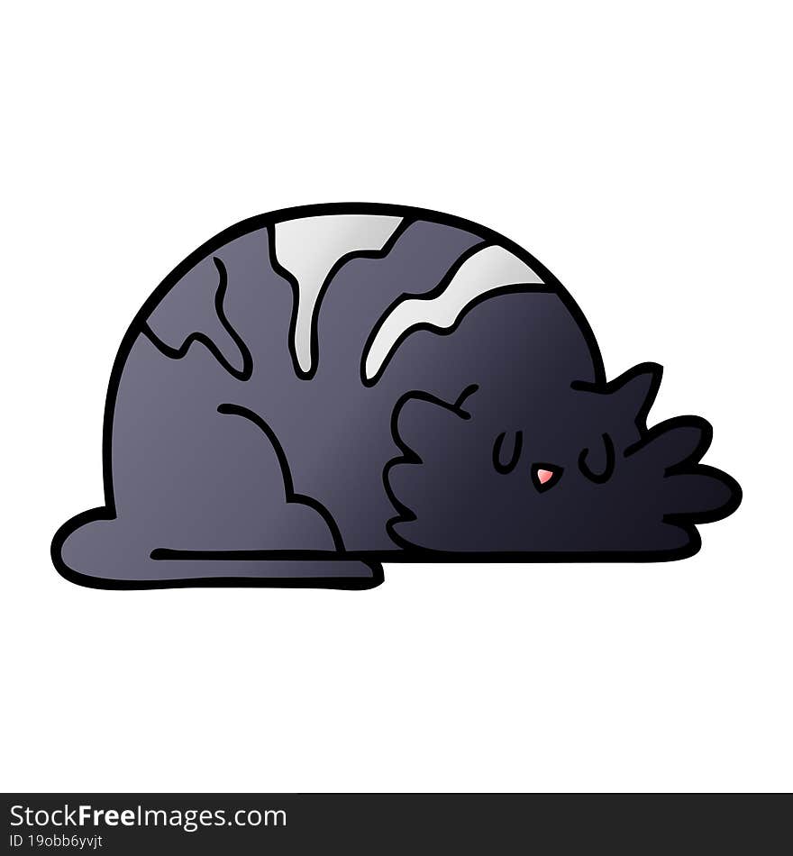 cartoon doodle sleepy cat