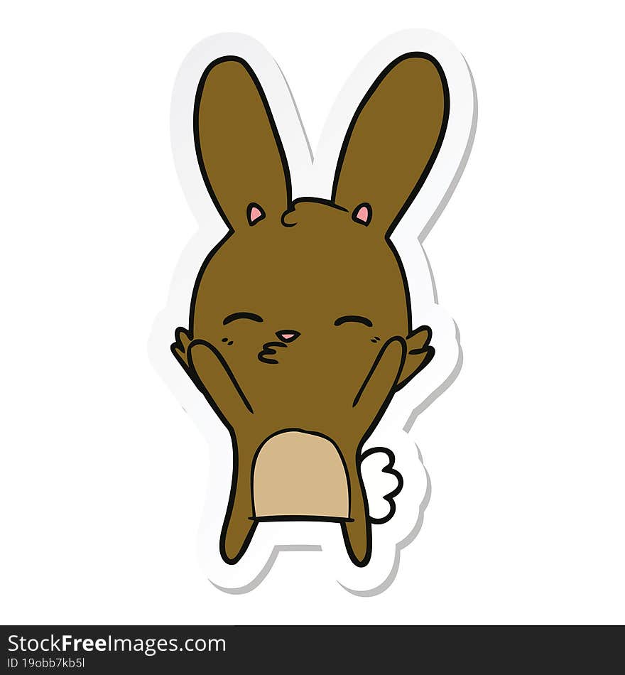 sticker of a curious bunny cartoon