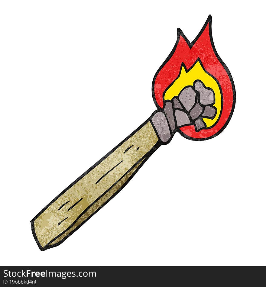 Textured Cartoon Burning Wood Torch