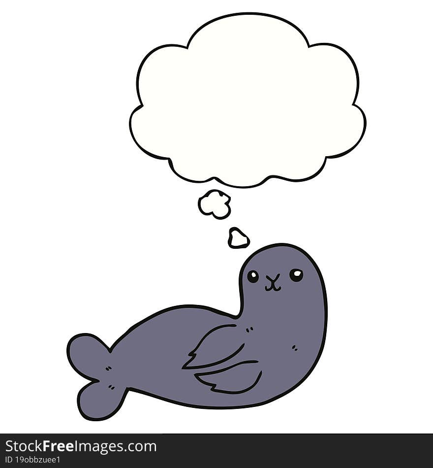 Cartoon Seal And Thought Bubble