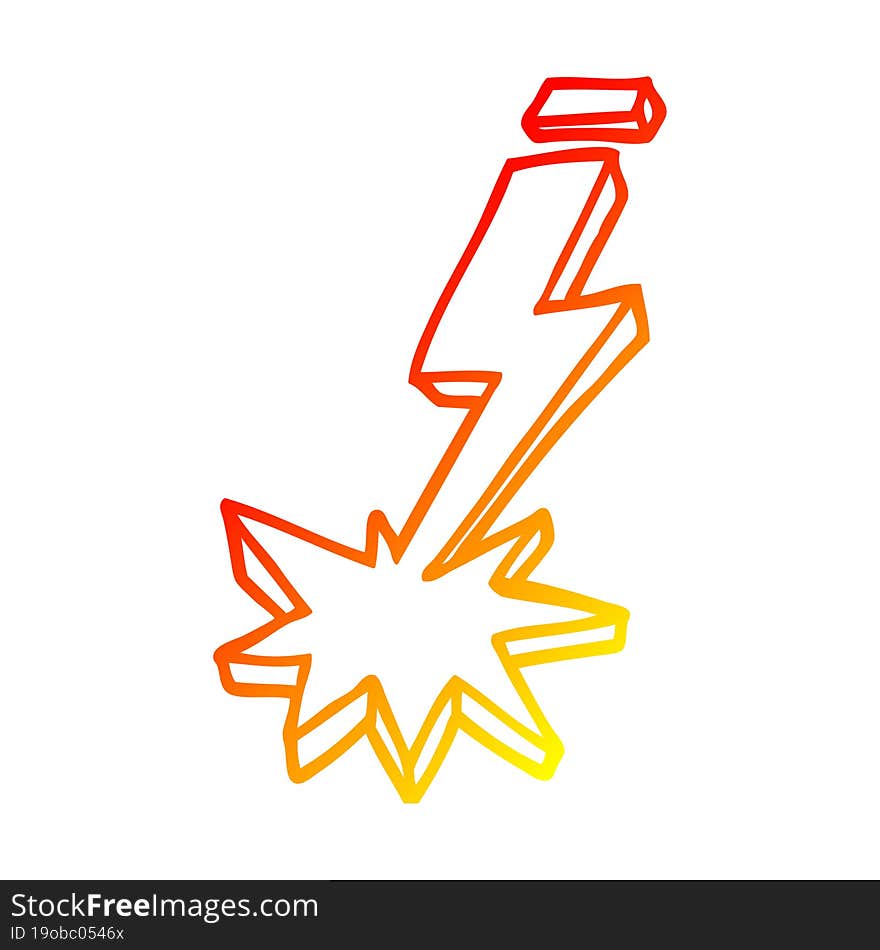 warm gradient line drawing cartoon thunder bolt