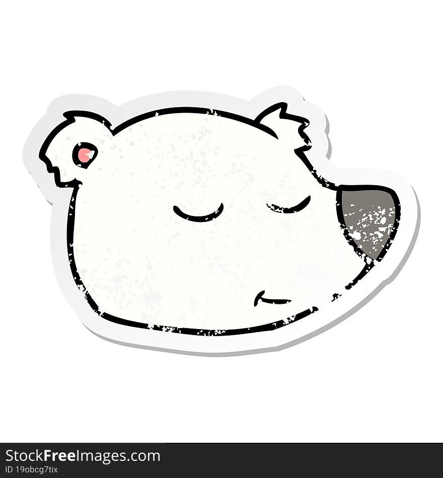 distressed sticker of a cartoon polar bear face