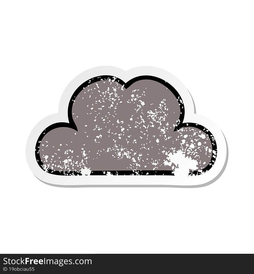 distressed sticker of a cute cartoon storm cloud