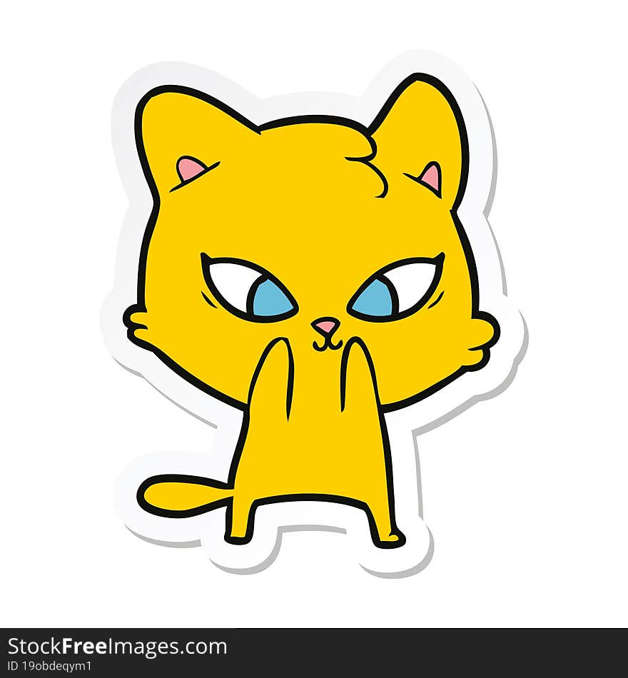 sticker of a cute cartoon cat