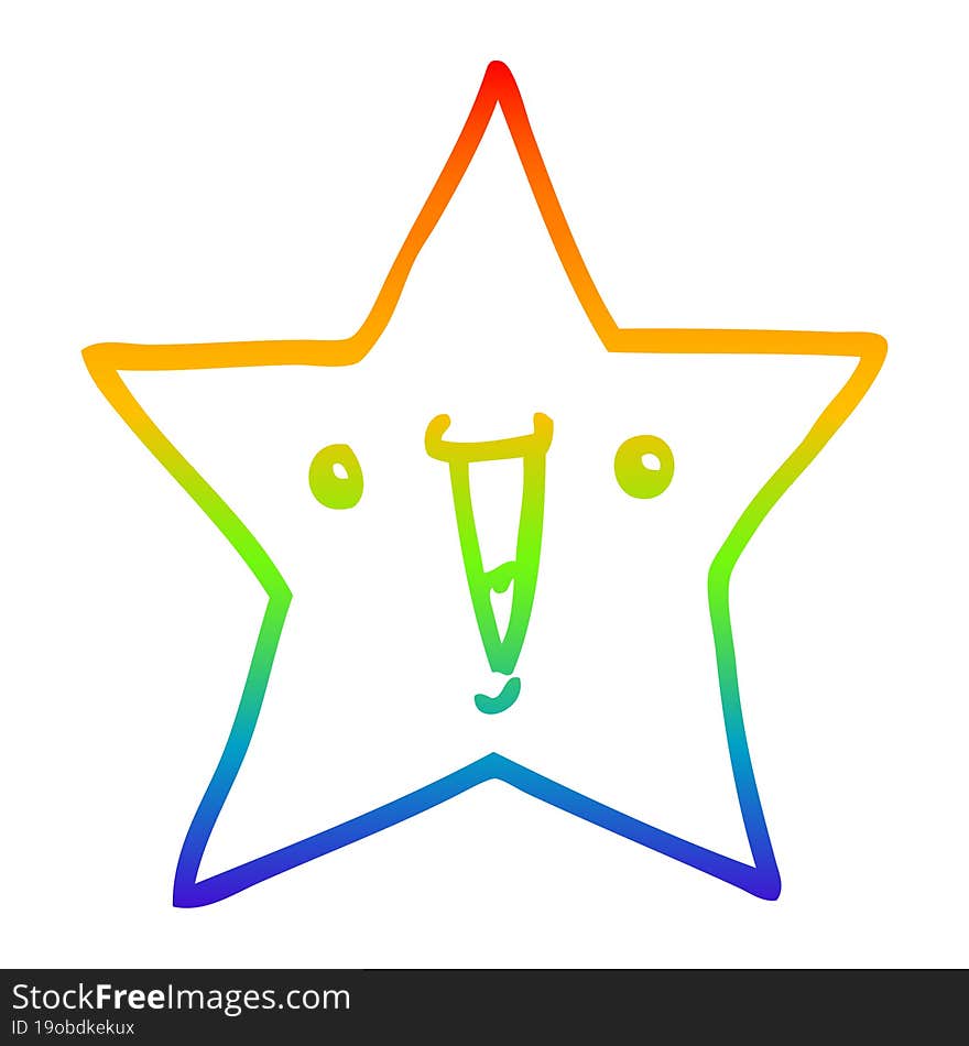 rainbow gradient line drawing cartoon star