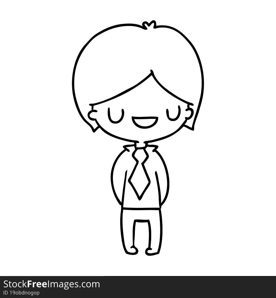 line drawing illustration of a kawaii cute boy. line drawing illustration of a kawaii cute boy