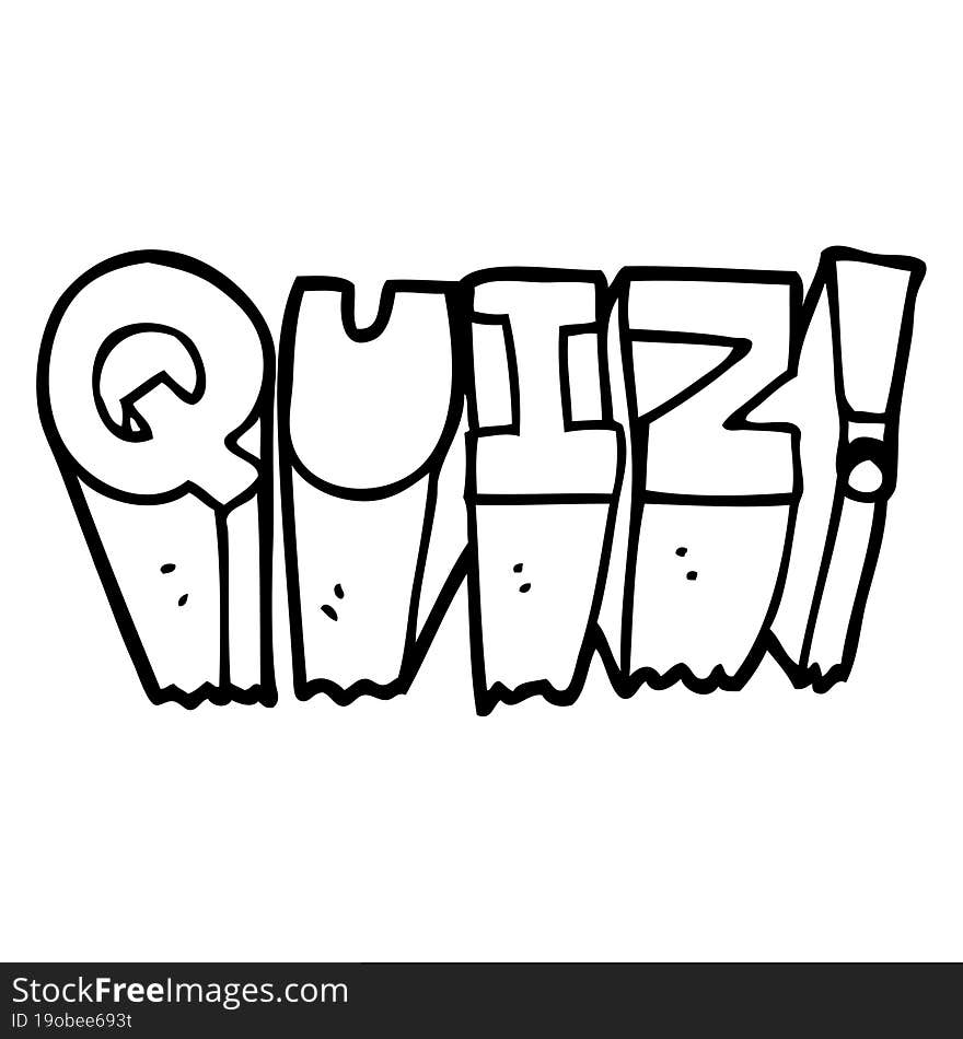 line drawing cartoon quiz sign