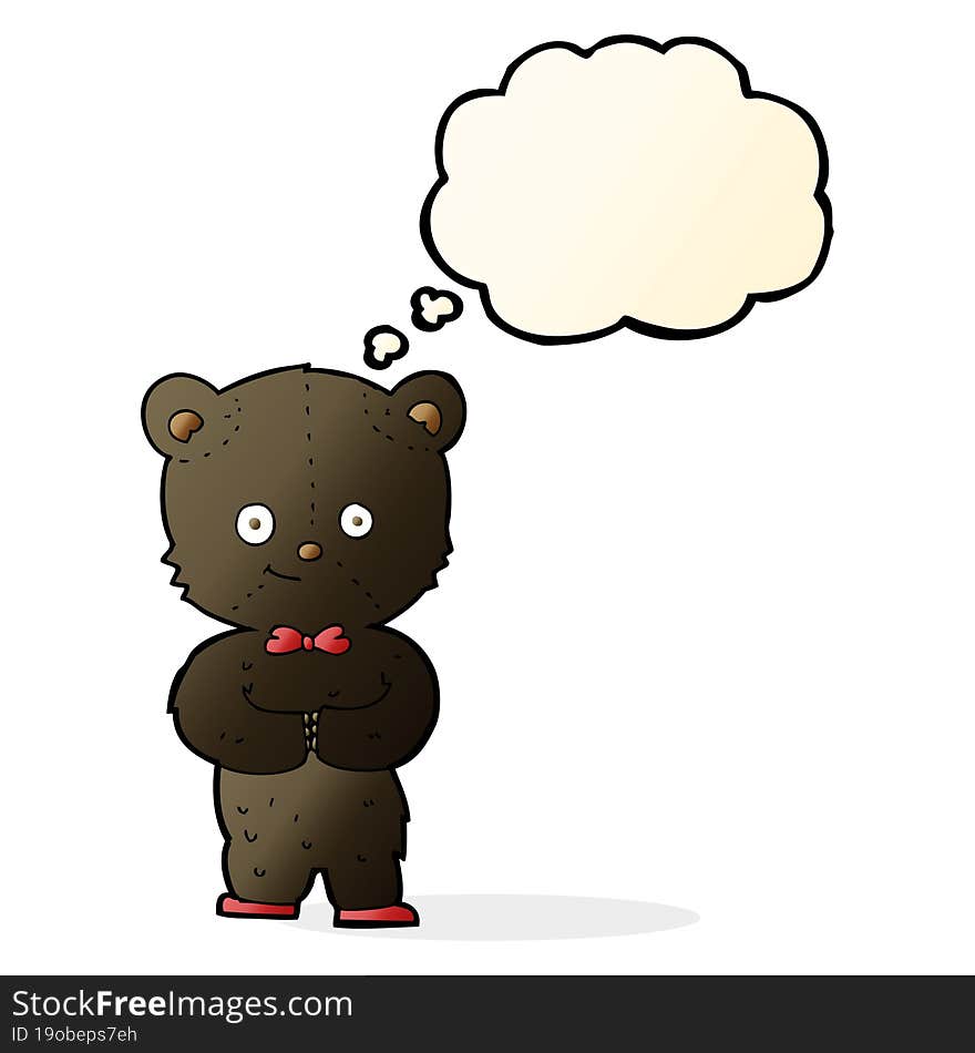 Cartoon Cute Little Bear With Thought Bubble