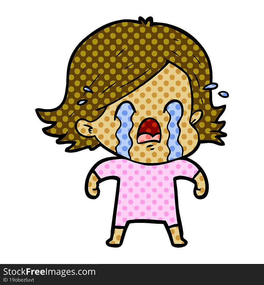 cartoon woman crying. cartoon woman crying