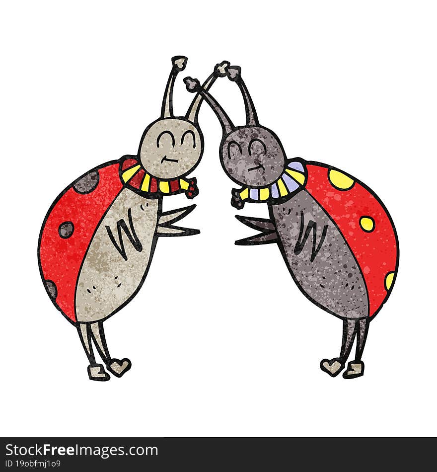 freehand drawn texture cartoon ladybugs greeting