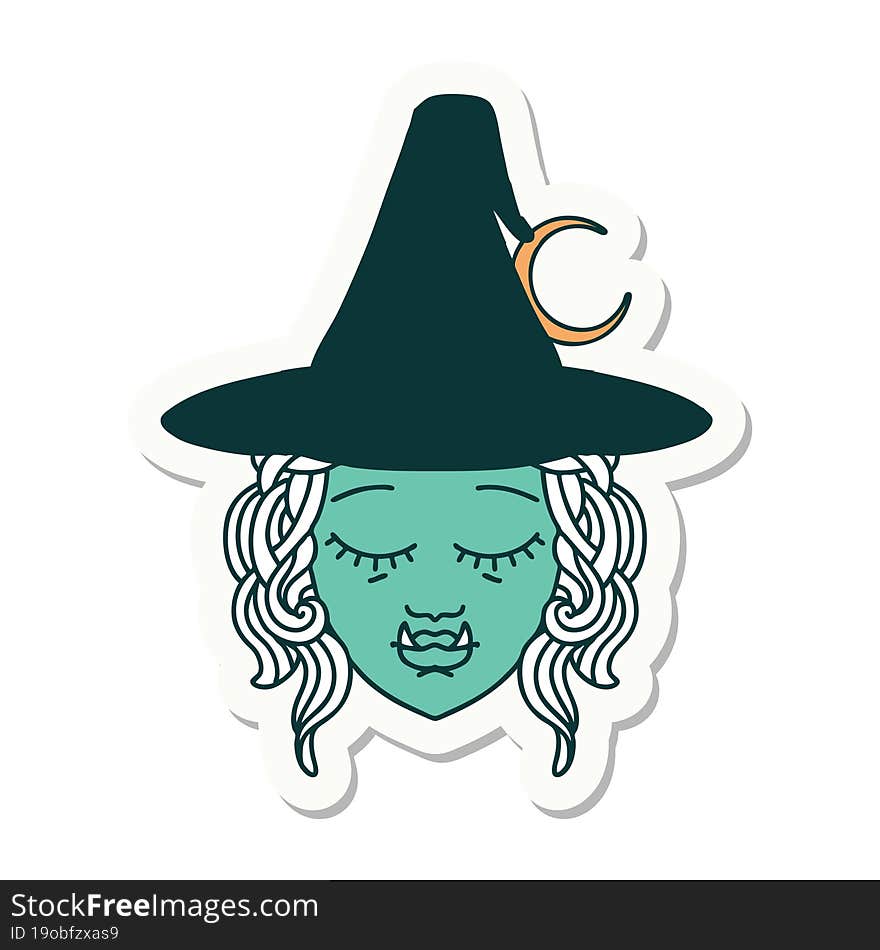 half orc witch character face sticker