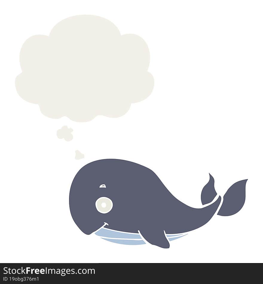 cartoon whale and thought bubble in retro style