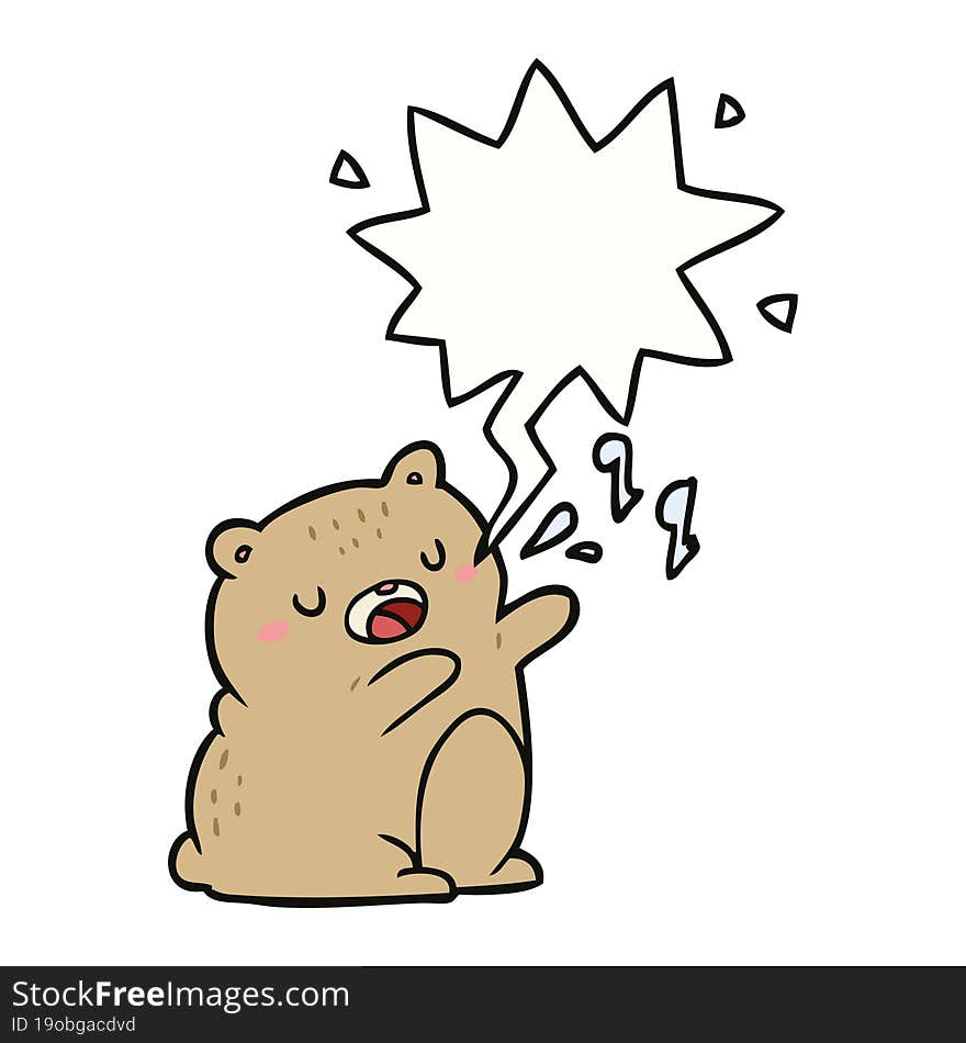 cartoon bear singing a song with speech bubble