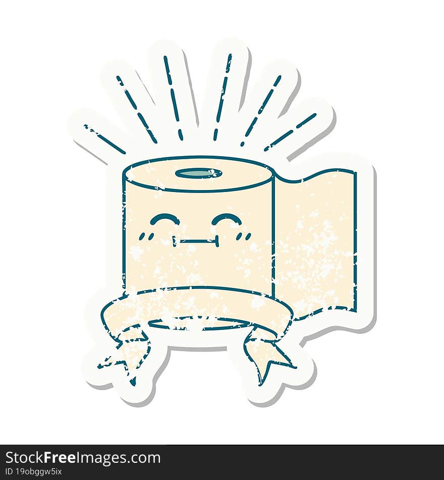 grunge sticker of tattoo style toilet paper character