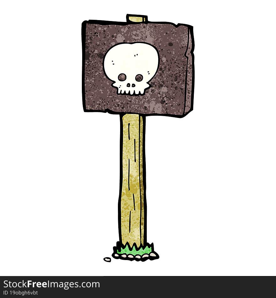 cartoon spooky skull signpost