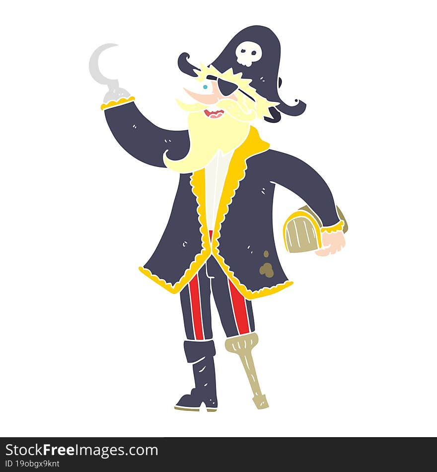 flat color illustration of a cartoon pirate captain