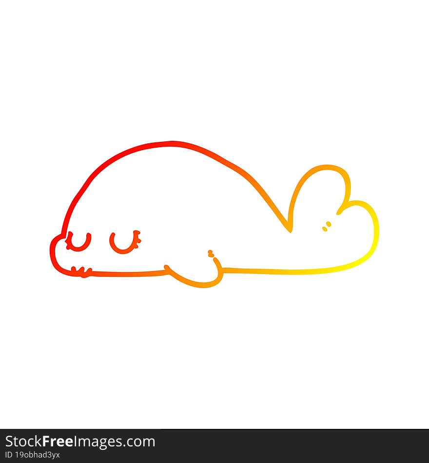 warm gradient line drawing cute cartoon seal