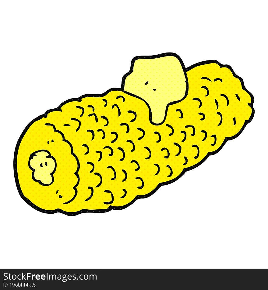 cartoon corn on cob with butter