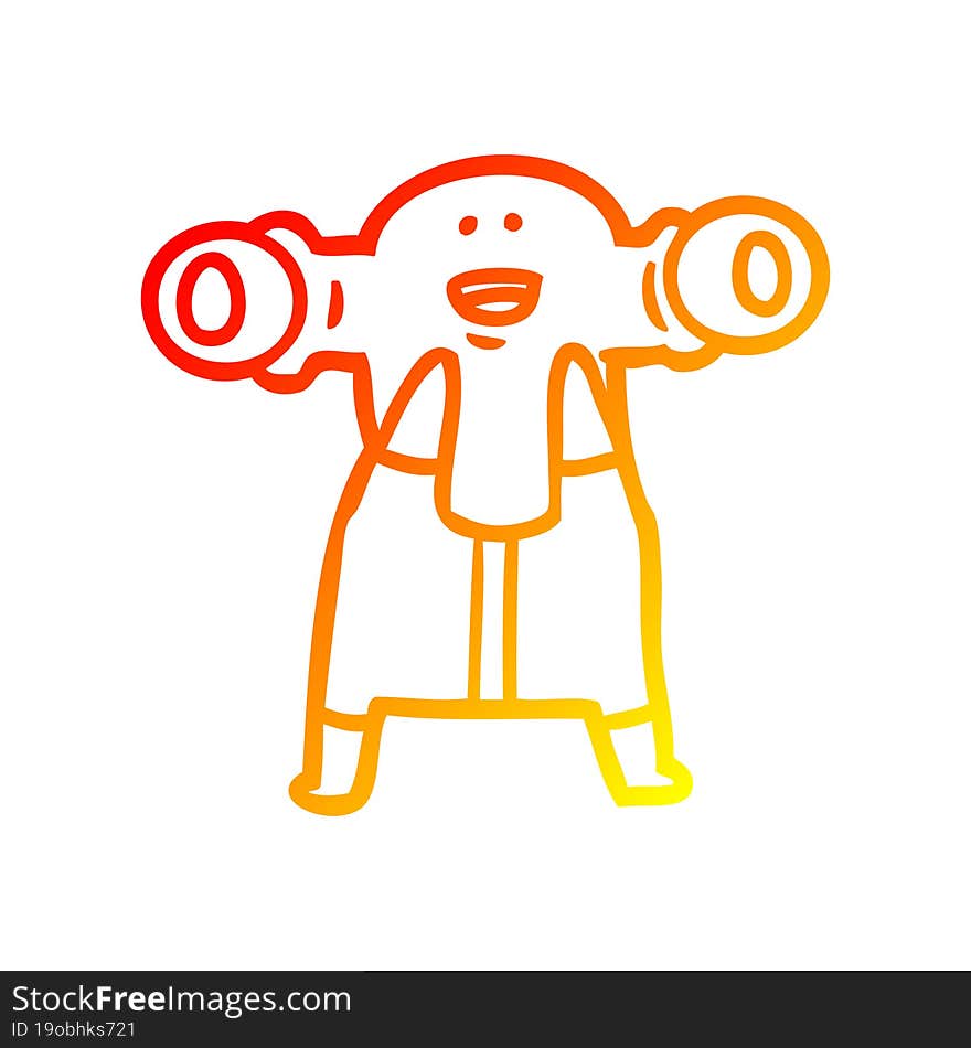 warm gradient line drawing friendly cartoon alien