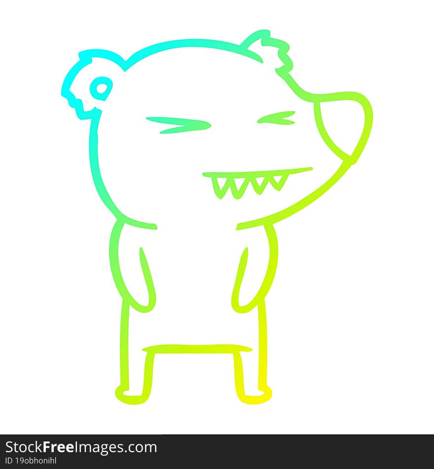 Cold Gradient Line Drawing Angry Polar Bear Cartoon