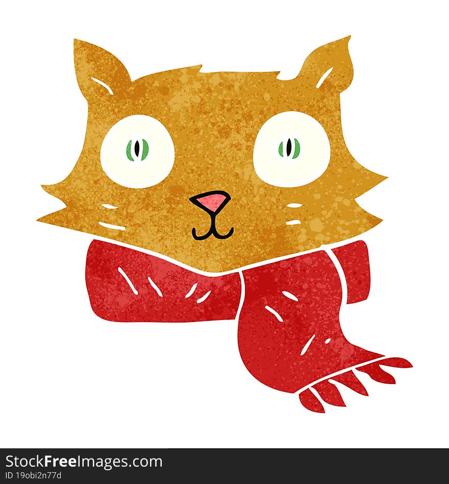 retro cartoon cat wearing scarf